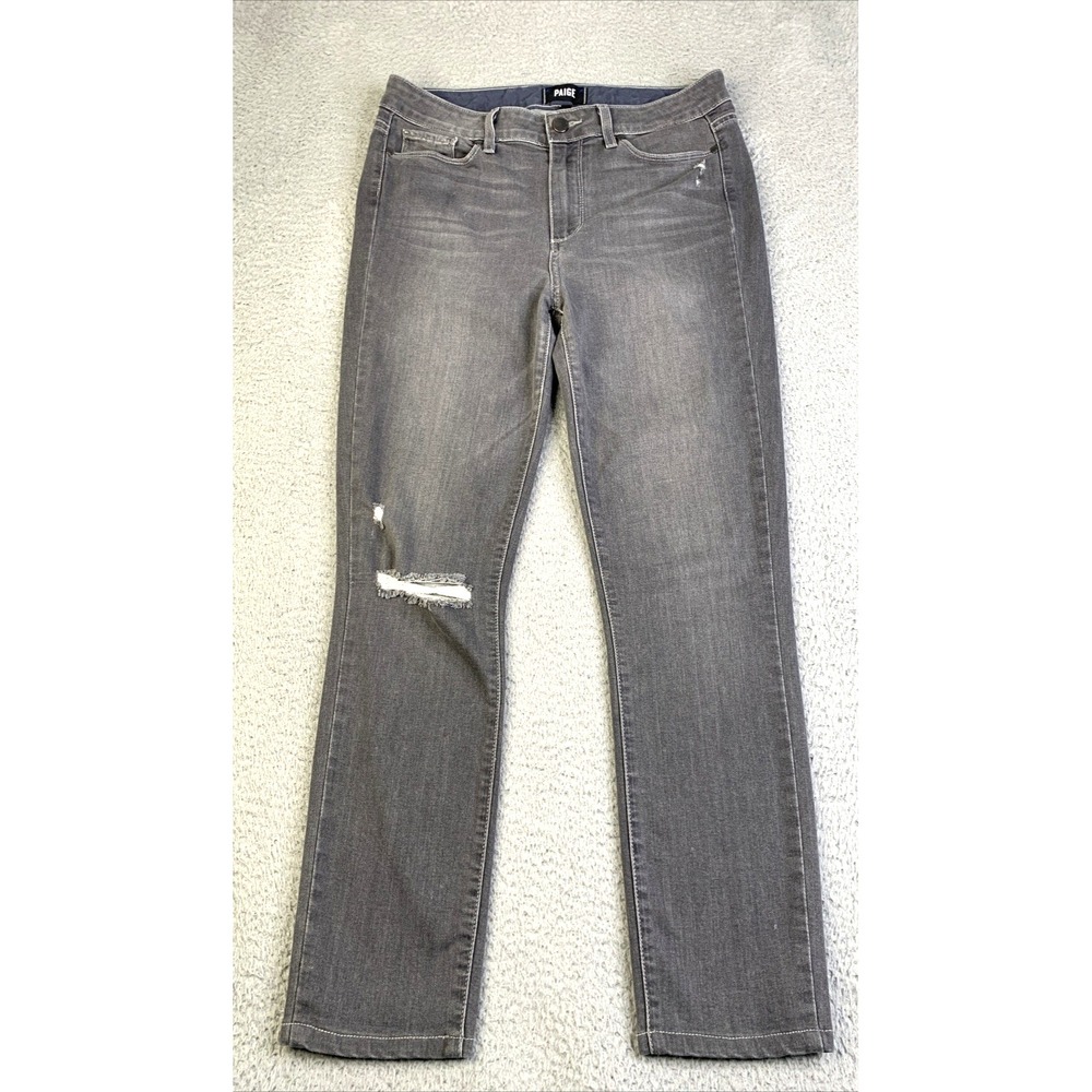 Paige Jeans Womens Size 30 Denim Gray "Hoxton Ultra Skinny" Factory Distressed